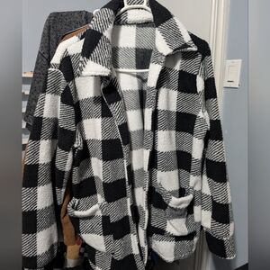 SHEIN Black and White Plaid Jacket